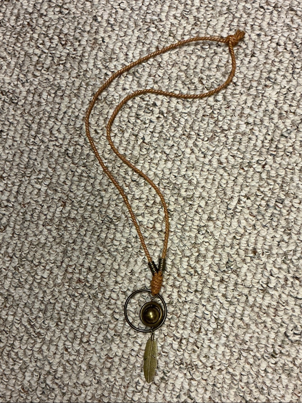 Bohemian Brown Cord Necklace with Feather Pendant
